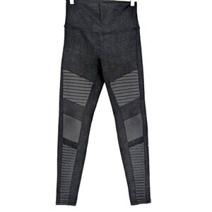 Alo Yoga Black High Waist Moto Legging Glossy Back Athletic Athleisure Medium